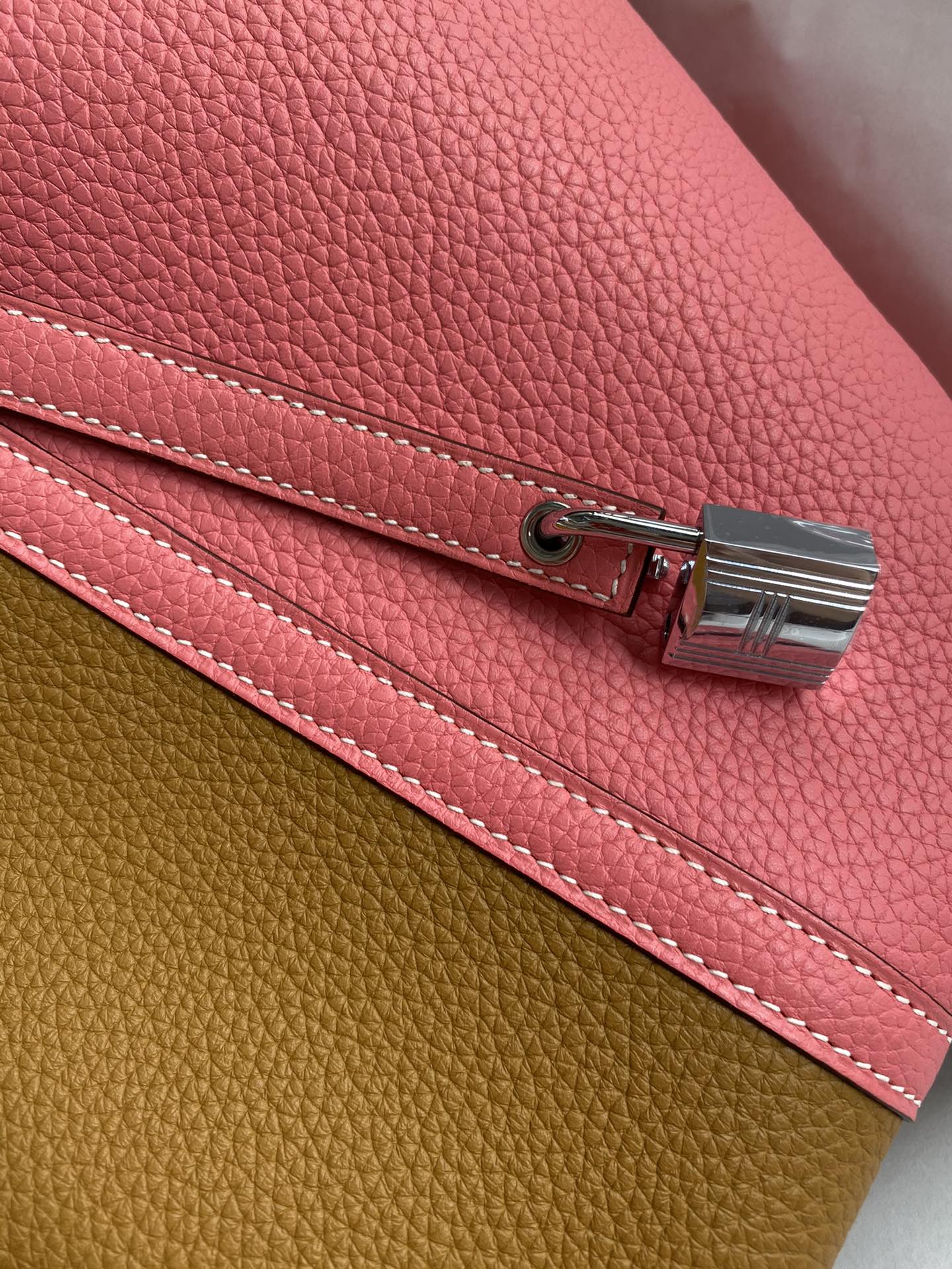 Hermes Picotin Lock 22 Bag In Pink/Brown Clemence Leather